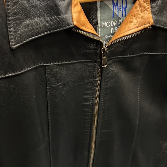 💜Mens M and R Black Leather Jacket S/M - Picture 5 of 5